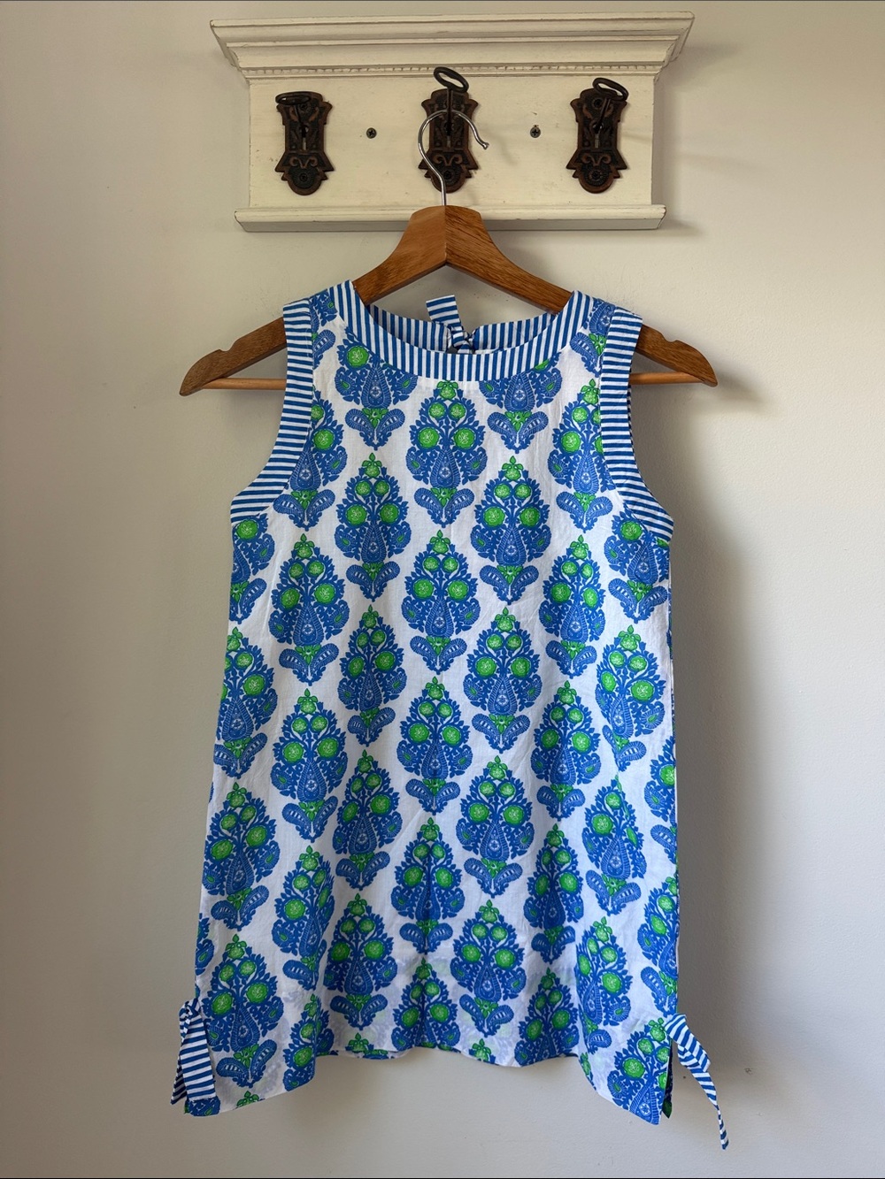 Gretchen Scott Designs Girls Dress East India Blue 8-10 Paisley Sleeveless